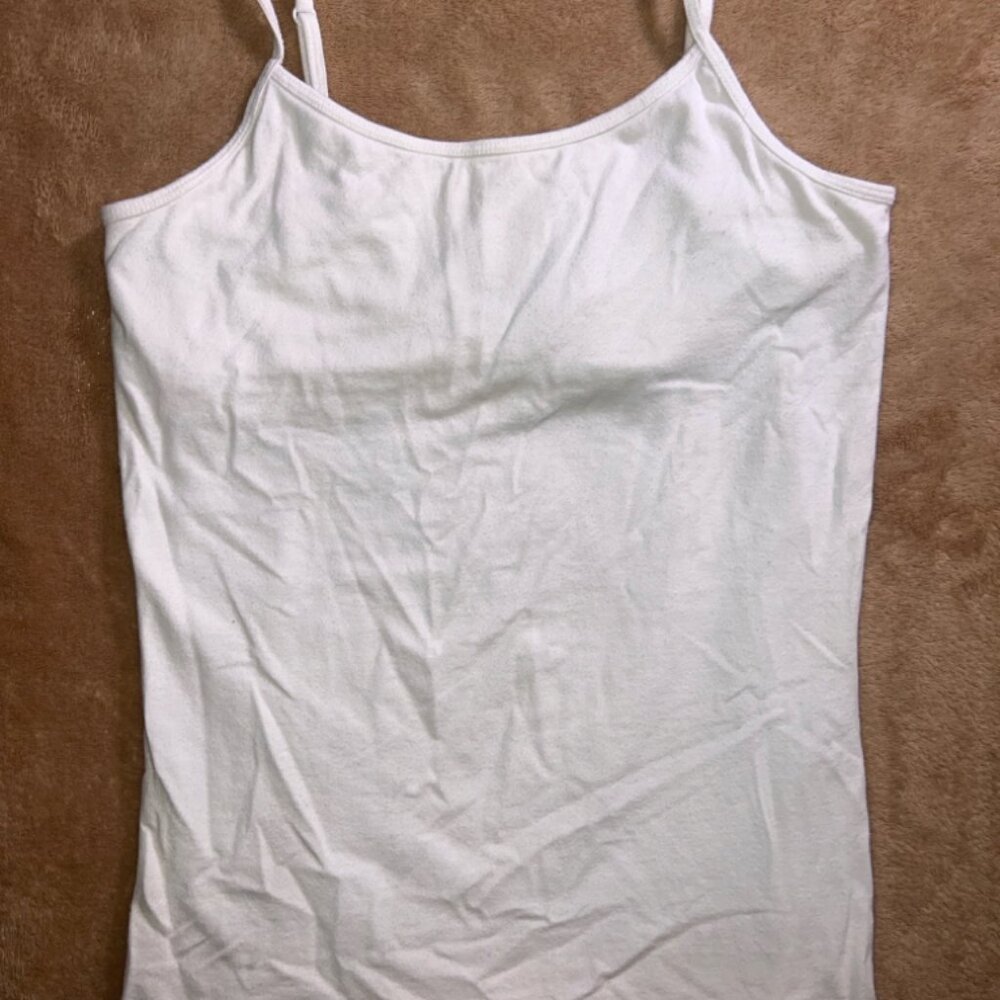 PS Aeropostale Girl 14 White‎ Adjustable Spaghetti Strap Built-in Bra Cami (T)